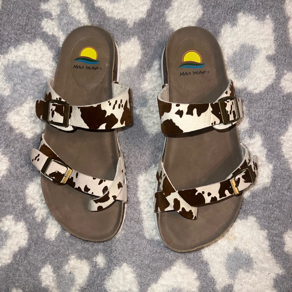 Maui island cow print sandles